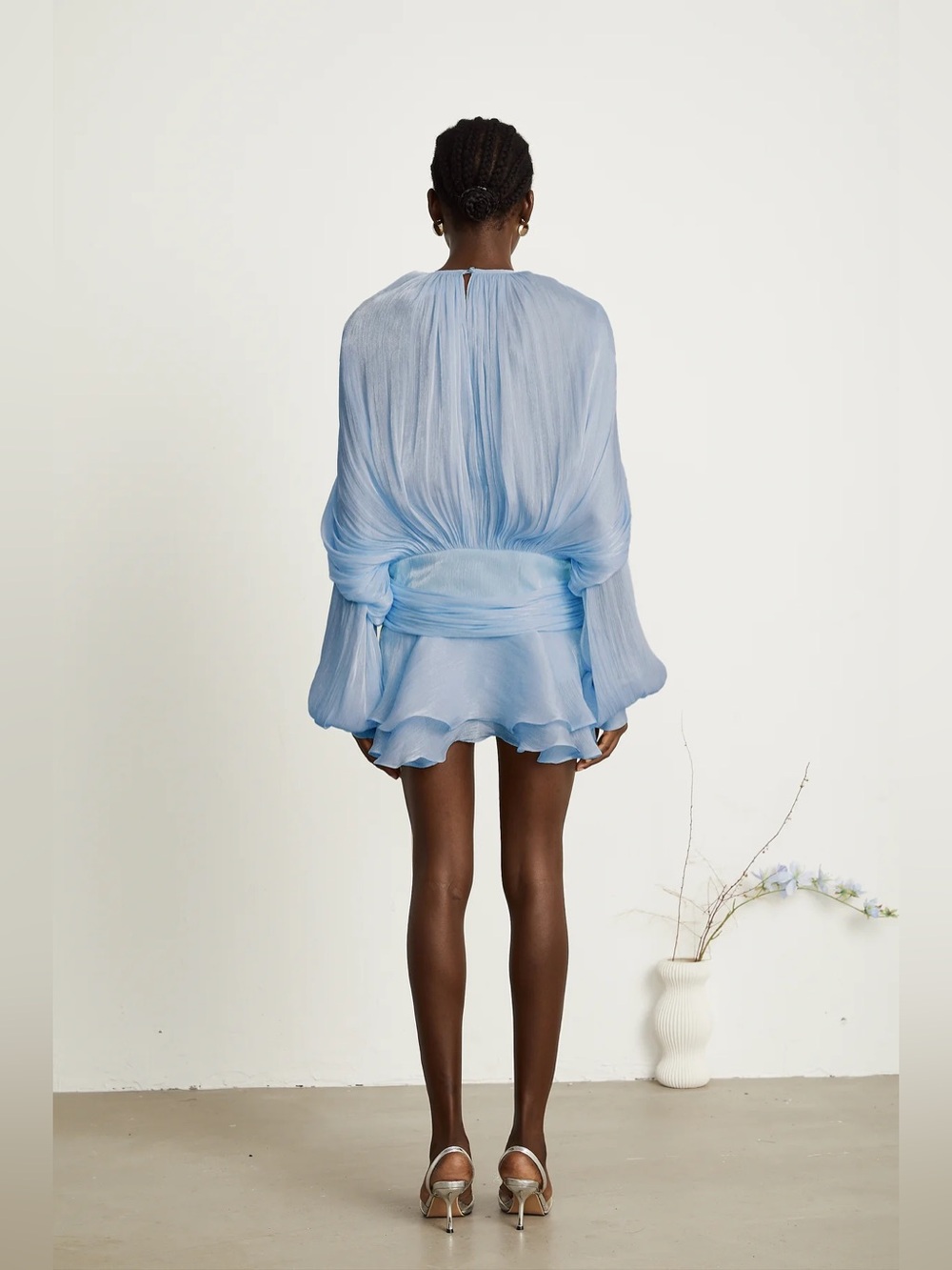 Miss Rosier Eugénie Blue Fully Pleated Ruffled Mini Dress - Picture 2 of 5